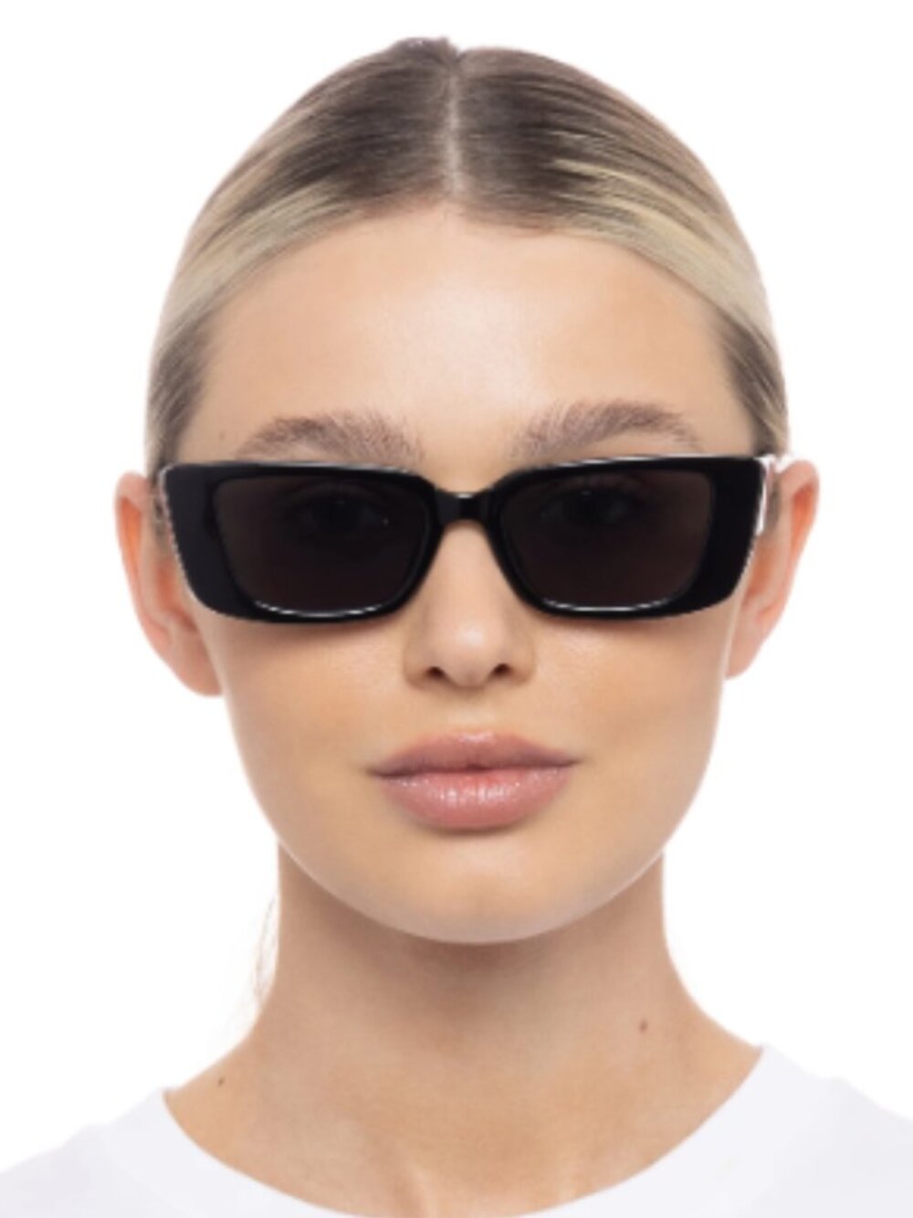AIRE Novae Rectangular Sunglasses Black Frame Smoke Lens Slim